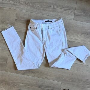 KanCan White High-Rise Frayed Hem Jeans